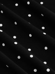 Cotton-blend Boat Neck Polka Dot Ruched Mini Tank Dress Curve & Plus