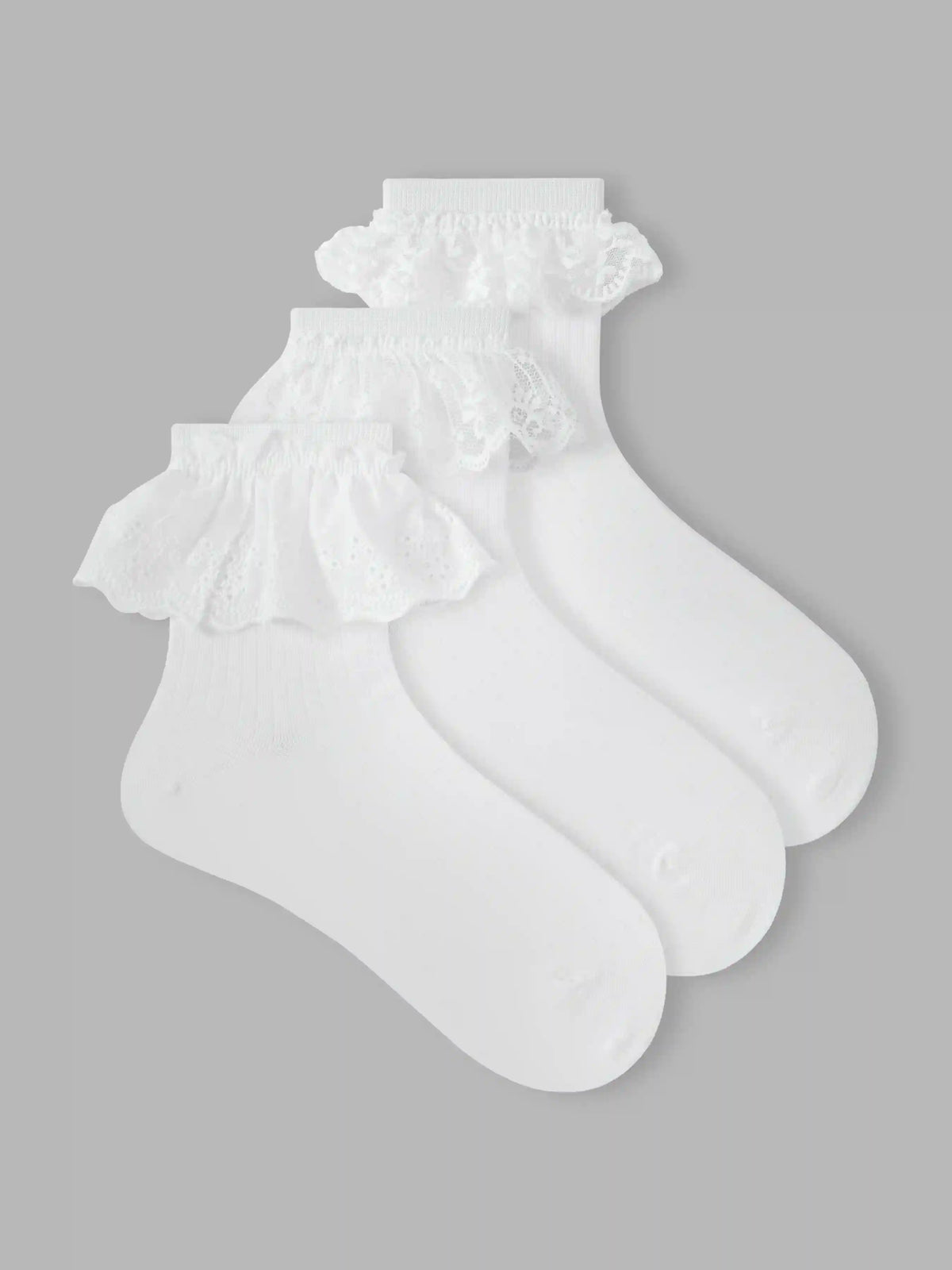 3 PAIRS LACE TRIM ANKLE SOCKS SET