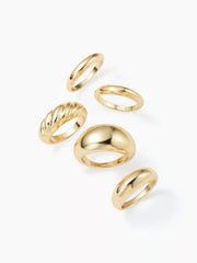 5PCS TWISTED & CROISSANT  RING SET