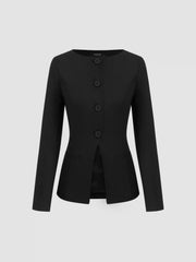 Boat Neck Split Blazer