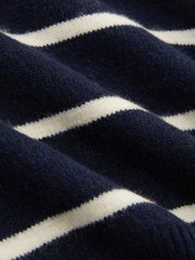Knit Wool-blend Striped Collar Long Sleeve Top
