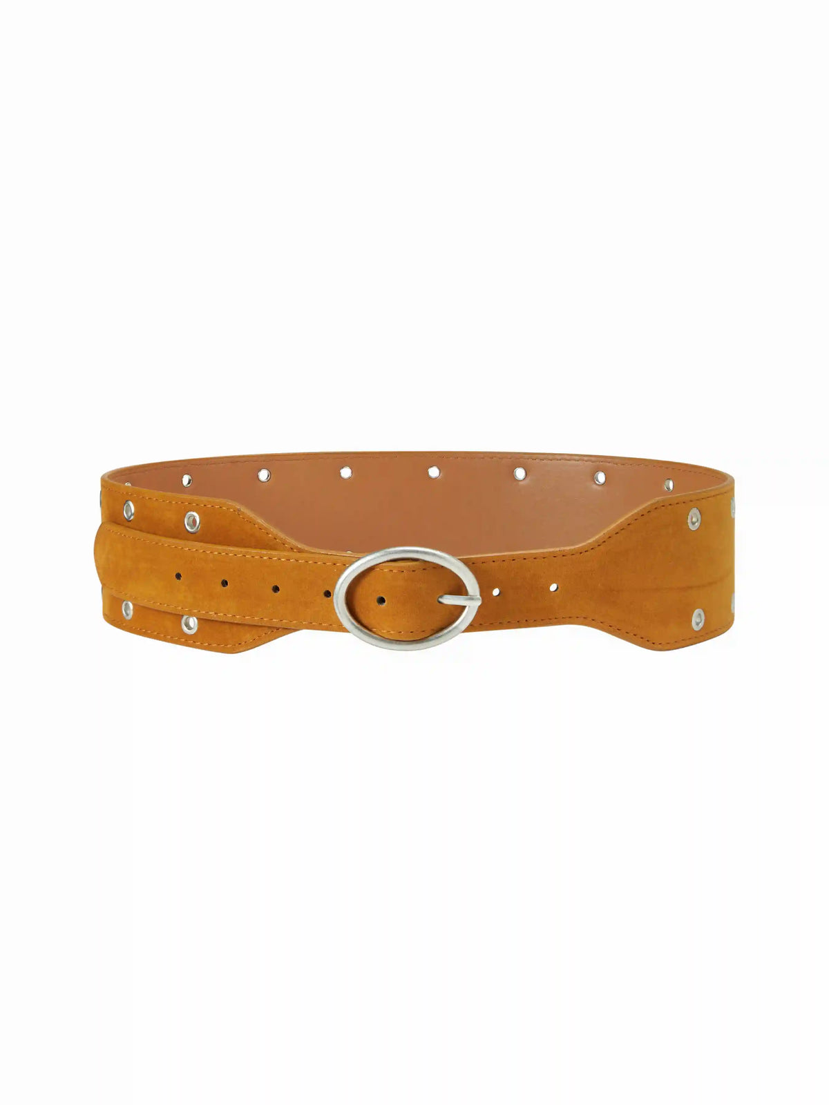 FAUX SUEDE OVAL BUCKLE BELT SET