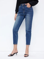 Stretch Cider Denim High Rise Cropped Tapered Jeans