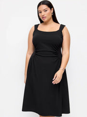 Scoop Neck Ruched A-line Midi Dress Curve & Plus