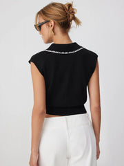 Knit Contrasting V-neck Vest