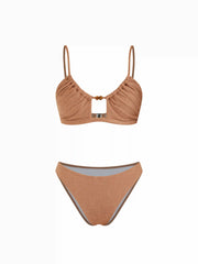 Sweetheart Floral Cut Out Bracelet Cheeky Bikini Set