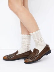 FRINGE ROUND TOE LOAFERS