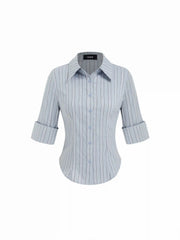 Cotton-blend Striped Collar Shirt