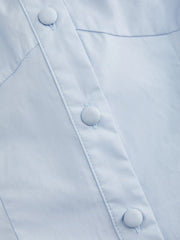 Cotton-blend Puff Sleeve Slim Crop Blouse