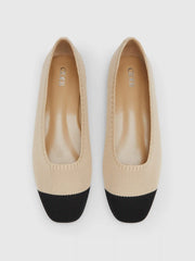 TWO-TONE FABRIC MARY JANE FLATS