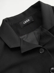 Collar Long Sleeve Button Front Crop Blazer