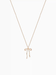 RHINESTONE DECOR BOWKNOT PENDANT NECKLACE