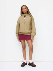 Reversible Cotton-blend Stand Collar Houndstooth Oversized Bomber Jacket
