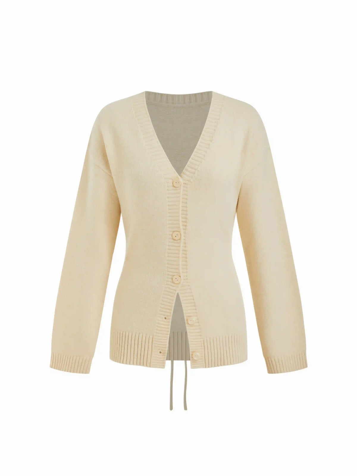 Knit Wool-blend V-neck Button Tie Back Cardigan