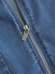Denim Collar Flared Leg Jumpsuit