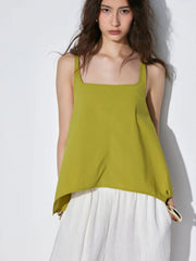 Square Neck Asymmetrical Hem Oversized Tank Blouse