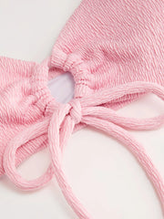 Cut Out Front Tied Bikini Swimsuit