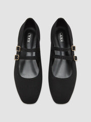 DOUBLE STRAP KNITTED MARY JANE FLATS