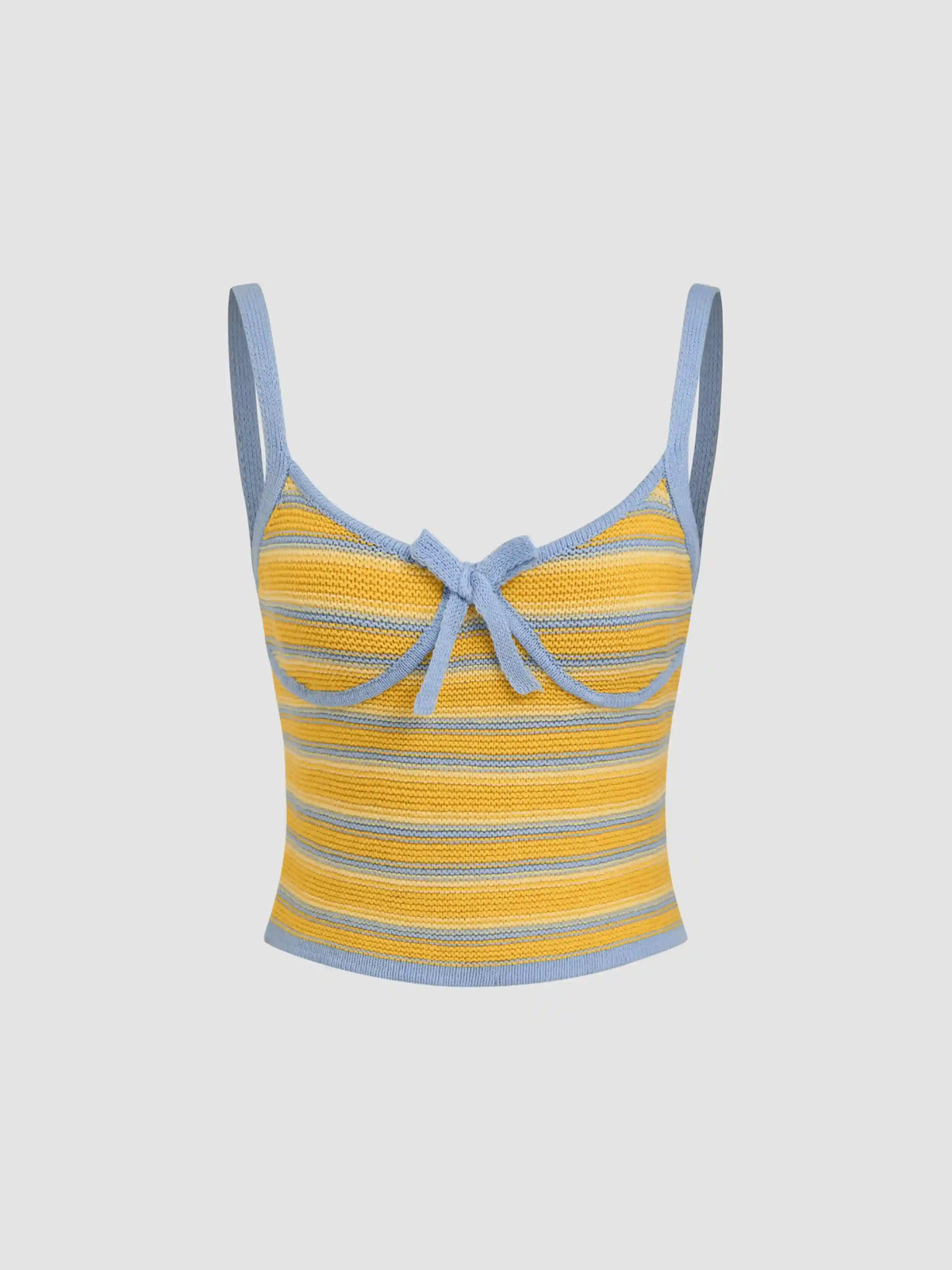 Knit Stripe Bowknot Crop Tank Top