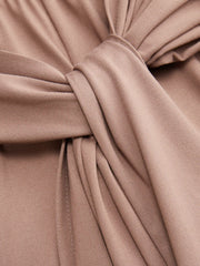 High Neck Tie Waist Draped Wide Leg Jumpsuit