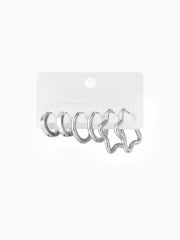 3 PAIRS GEOMETRIC HOOP EARRINGS SET