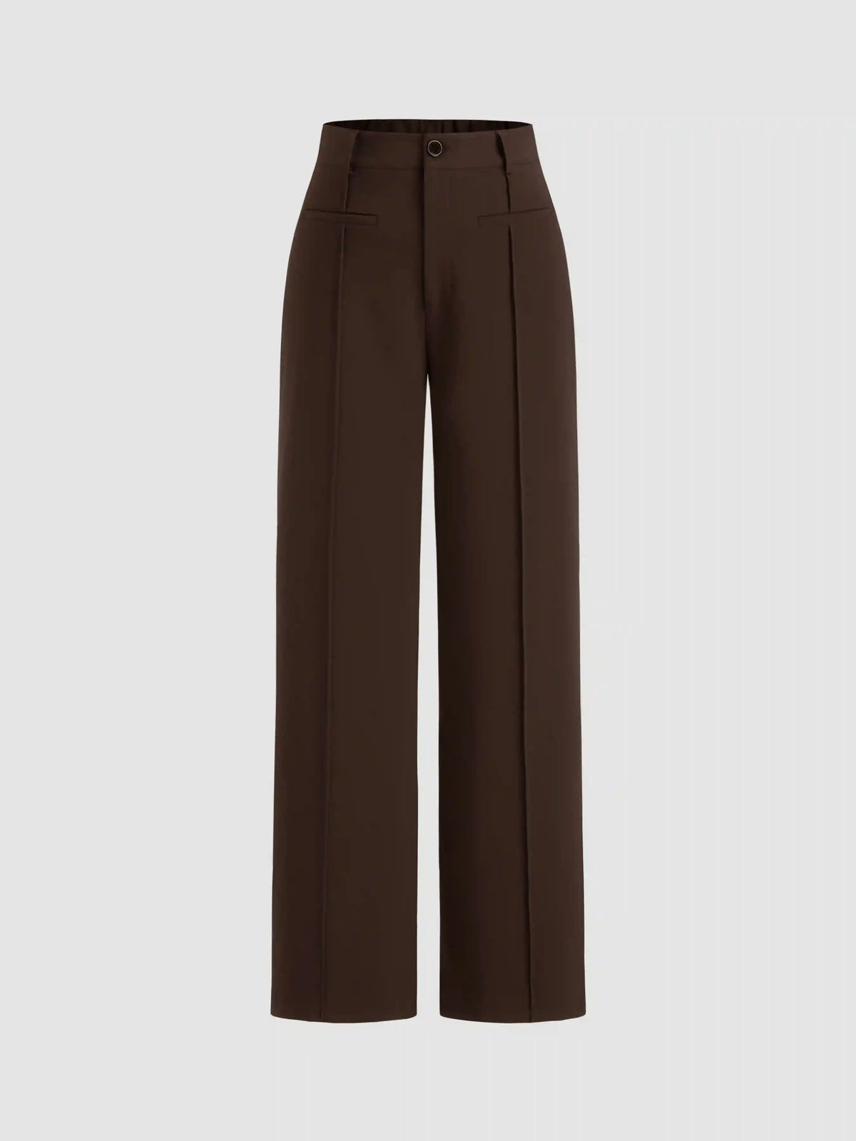 Mid Rise Pleated Straight Leg Trousers