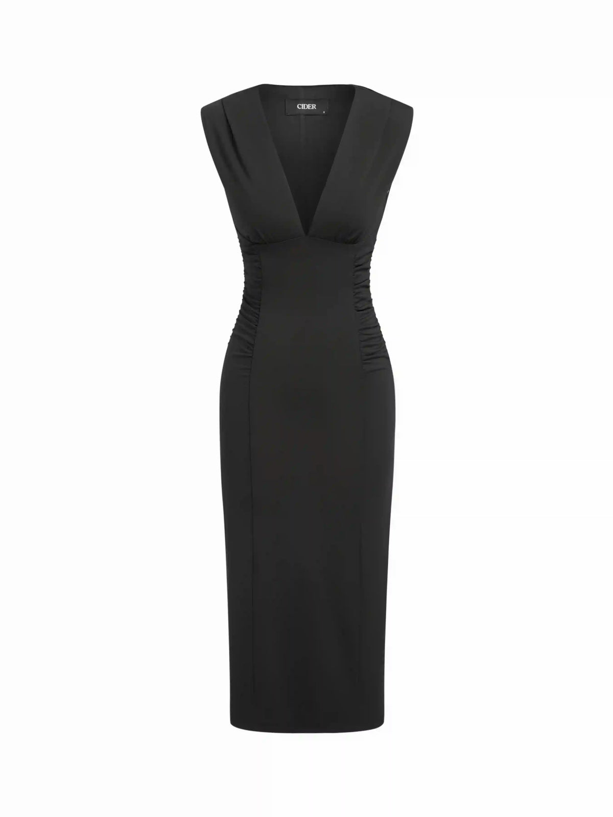 Jersey V-Neck Ruched Split Maxi Dress