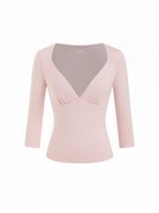 Sweetheart Neck Ruched Modal Long Sleeve Tee