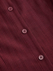 Polo Collar Texture Button Up Shirt