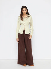 Satin Collar Long Sleeve Shirt