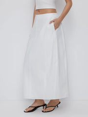 Cotton-blend Mid Rise Bubble Maxi Skirt