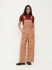 Cotton-blend Floral Jacquard Straight Leg Jumpsuit
