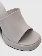 Faux Leather Chunky Heeled Single Band Sandals