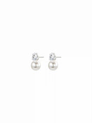 RHINESTONE FAUX PEARL NECKLACE & STUD EARRINGS SET