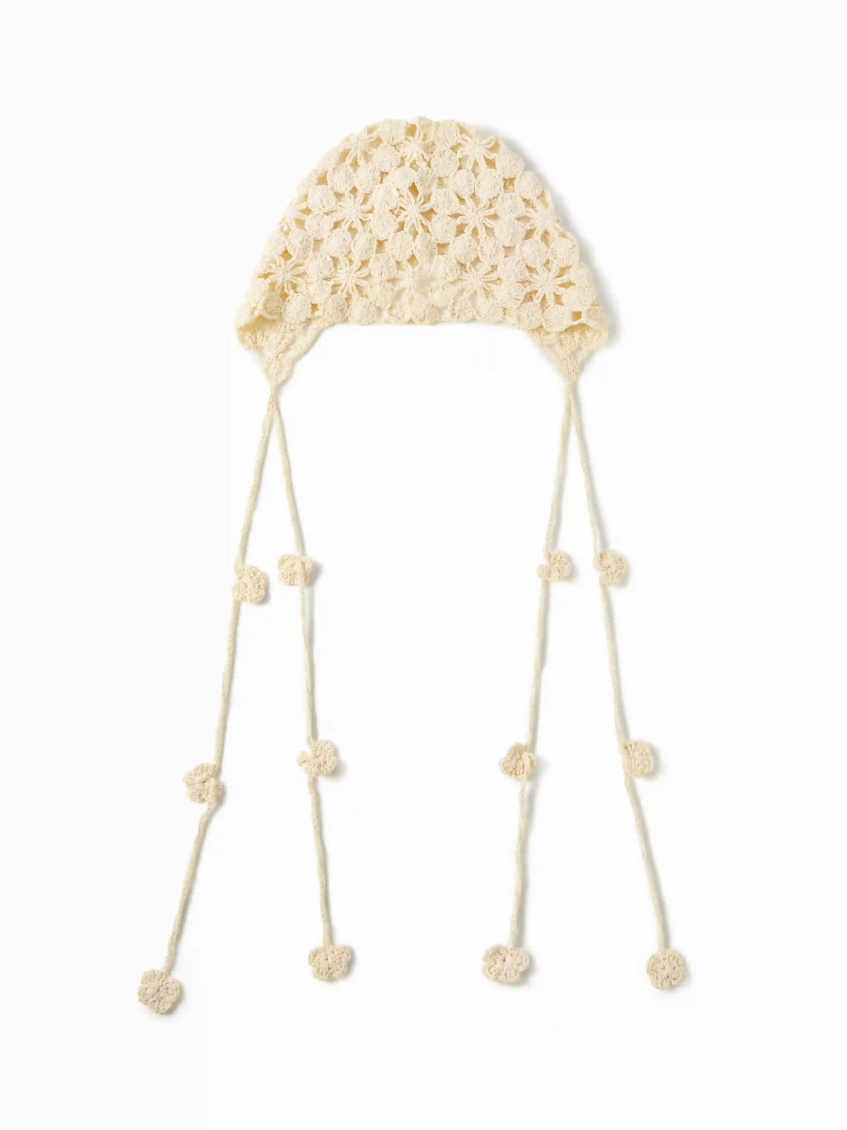 FLORAL KNITTED FRINGED HAT