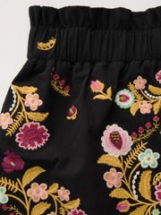 Cotton-blend Mid Rise Aztec Elastic Waist Skort