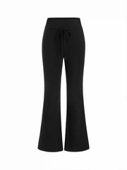U-neckline Crop Top & Mid Rise Drawstring Flared Trousers Set