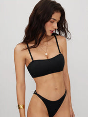 Texture Square Neck Bracelet Bikini Top
