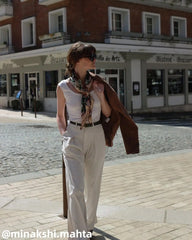 Belted Linen Straight Leg Pant