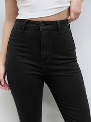Washed Denim High Rise Flared Jeans