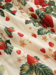 Strawberry Contrasting Binding Collar Button Quilted Oversized Puffer Jacket