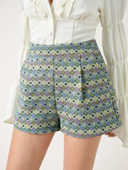 High Rise Geometric Print Shorts