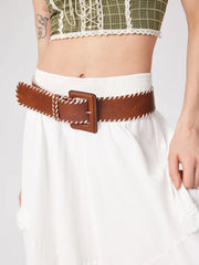 EMBROIDERED SQUARE BUCKLE BELT