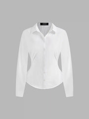 Collar Solid Button Long Sleeve Blouse