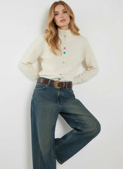 Knit High Neck Long Sleeve Button Cardigan