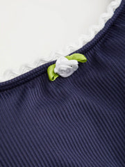 Scoop Neckline Contrasting Binding Bracelet Cheeky Bikini Set