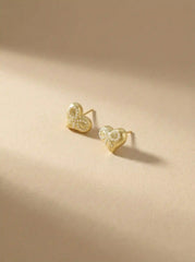 HEART-SHAPED BOWKNOT STUD EARRINGS