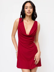 High Stretch V-neck Backless A-line Mini Dress
