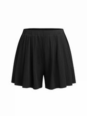 Solid Elastic Waist Wide Leg Shorts Curve & Plus