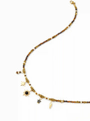 BOHO BEADED SUN & STAR PENDANT NECKLACE